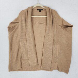 Banana Republic Sweater Womens XS Tan Wool Blend Open Front Cape Poncho Knit